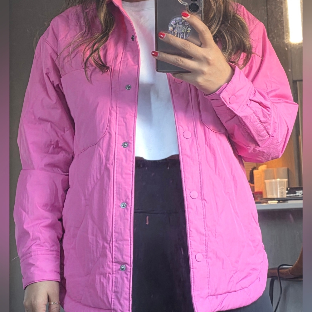 Alpine Hot Pink Quilted Snap-Front Jacket